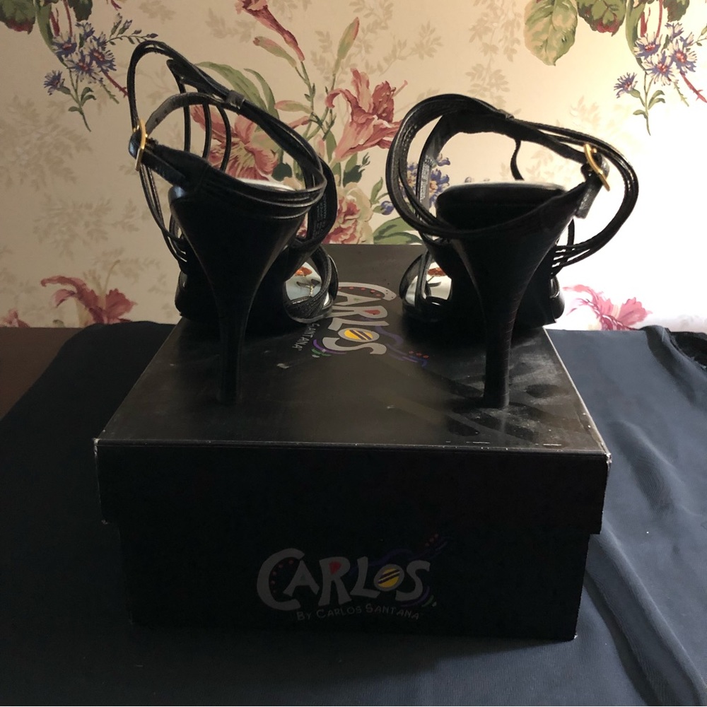 Carlos by Carlos Santana Black and Brown Floral Heels - Picture 5 of 8